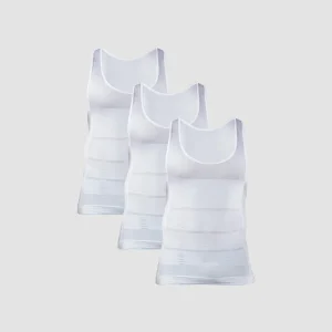 Men's Slimming Vest Invisible Tummy Shaper 3-Pack White