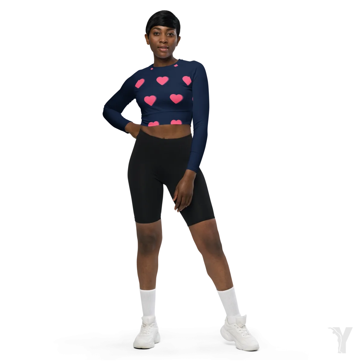 Crop top manches longues - matériaux recyclés - petit coeur