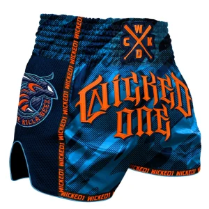 SHORT MUAY THAI WICKED ONE KILLA BEEZ BLUE/ORANGE