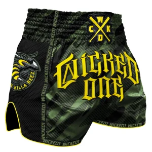 SHORT MUAY THAI WICKED ONE KILLA BEEZ KHAKI/YELLOW