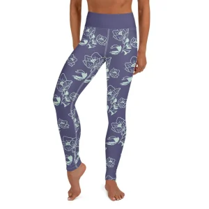 Legging de Yoga lavande et fleurs