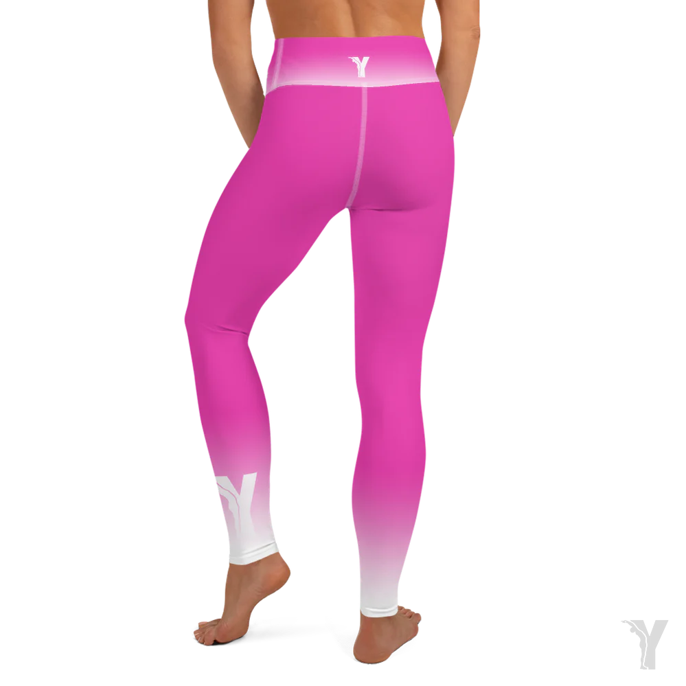 Legging de Yoga - rose fuchsia logo Y blanc – Image 2