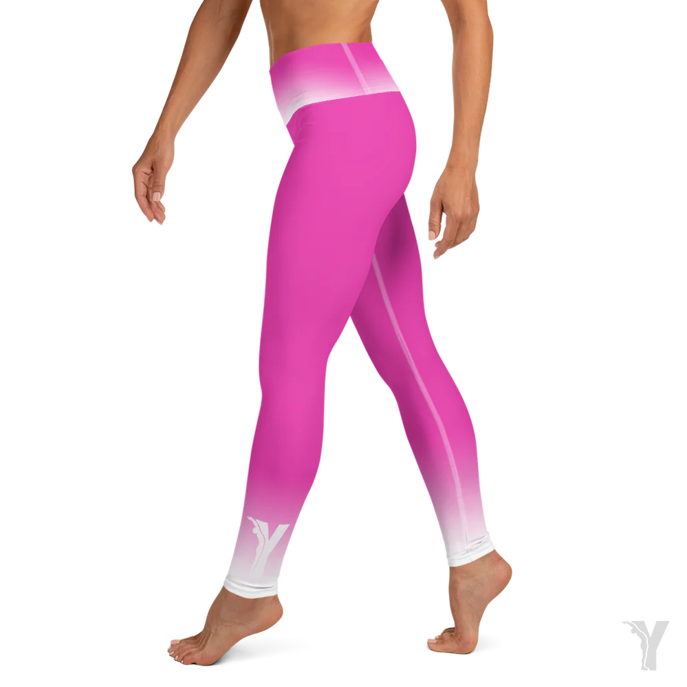 Legging de Yoga - rose fuchsia logo Y blanc – Image 5