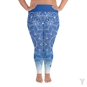 Legging de yoga - mandala bleu blanc - grande taille