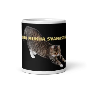 Mug Blanc Brillant - adho mukha svanasa le chat