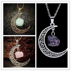Pendentif "Croissant de Lune" Pierres Naturelles