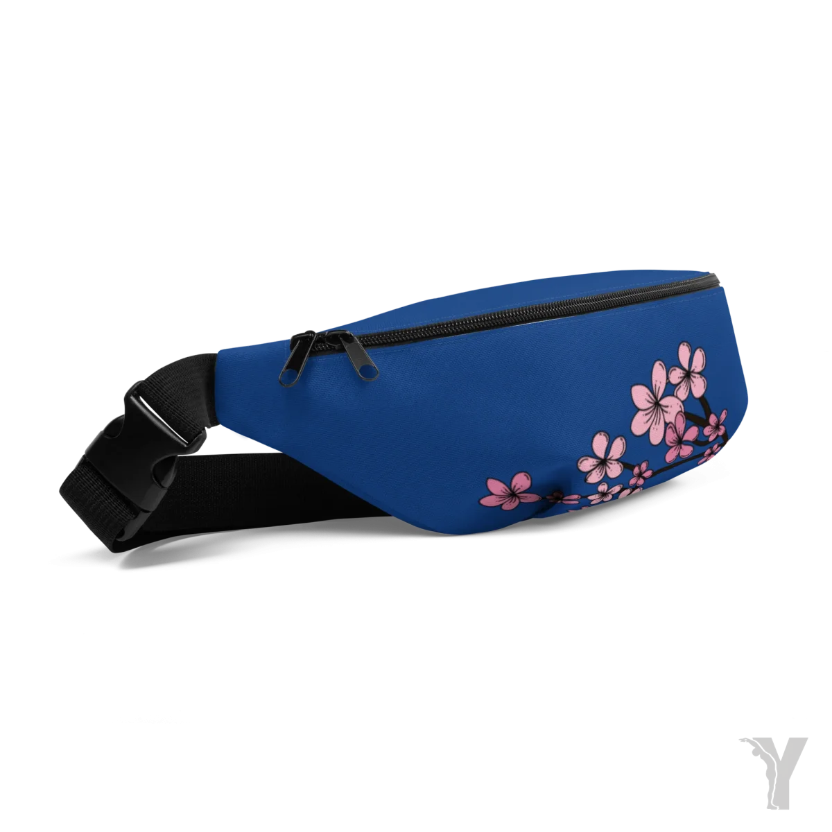 Sac Banane bleu - fleur rose – Image 2