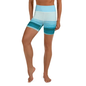 Short de yoga femme  - vague bleue