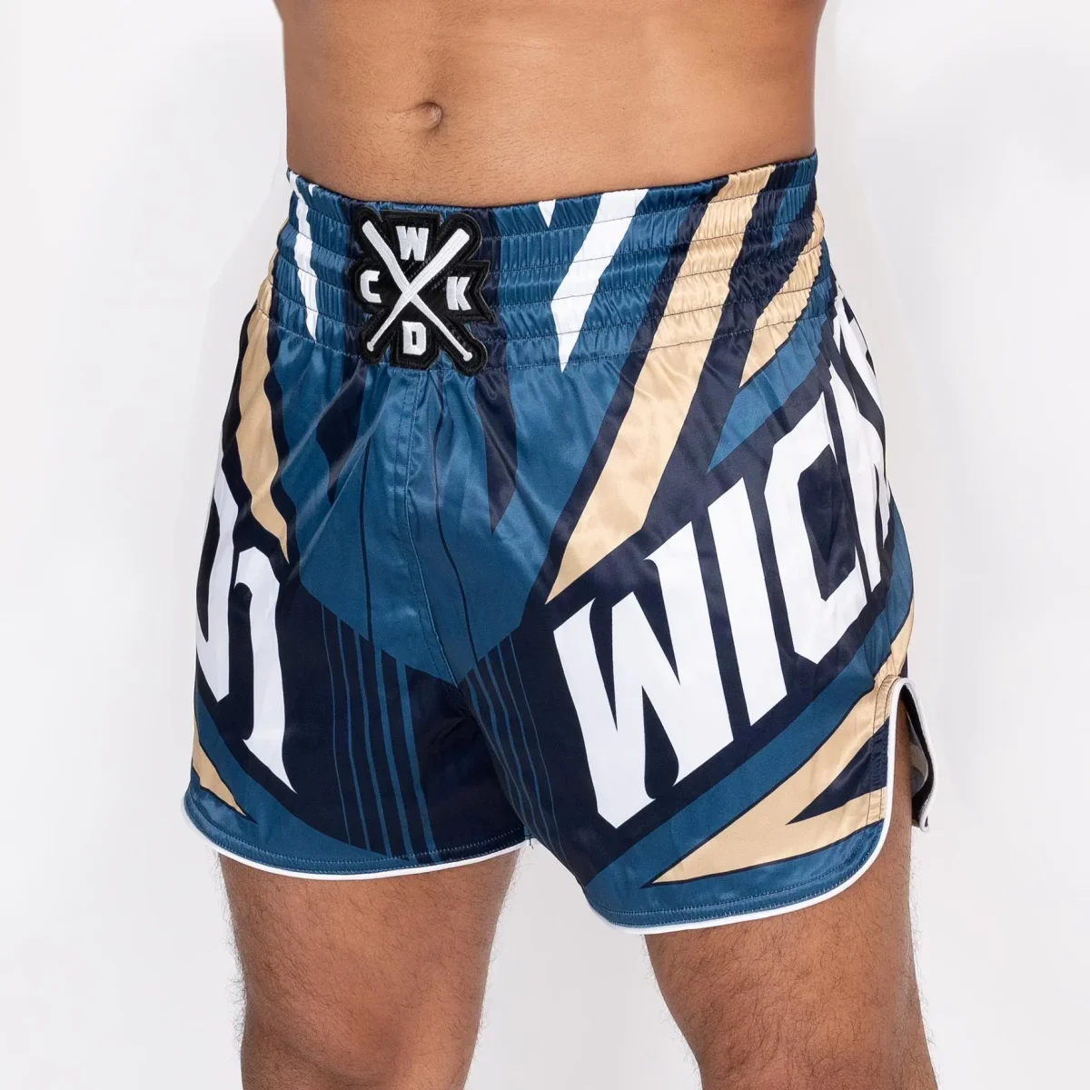 SHORT MUAY THAI WICKED ONE DISTRICT NAVY/GOLD – Image 2