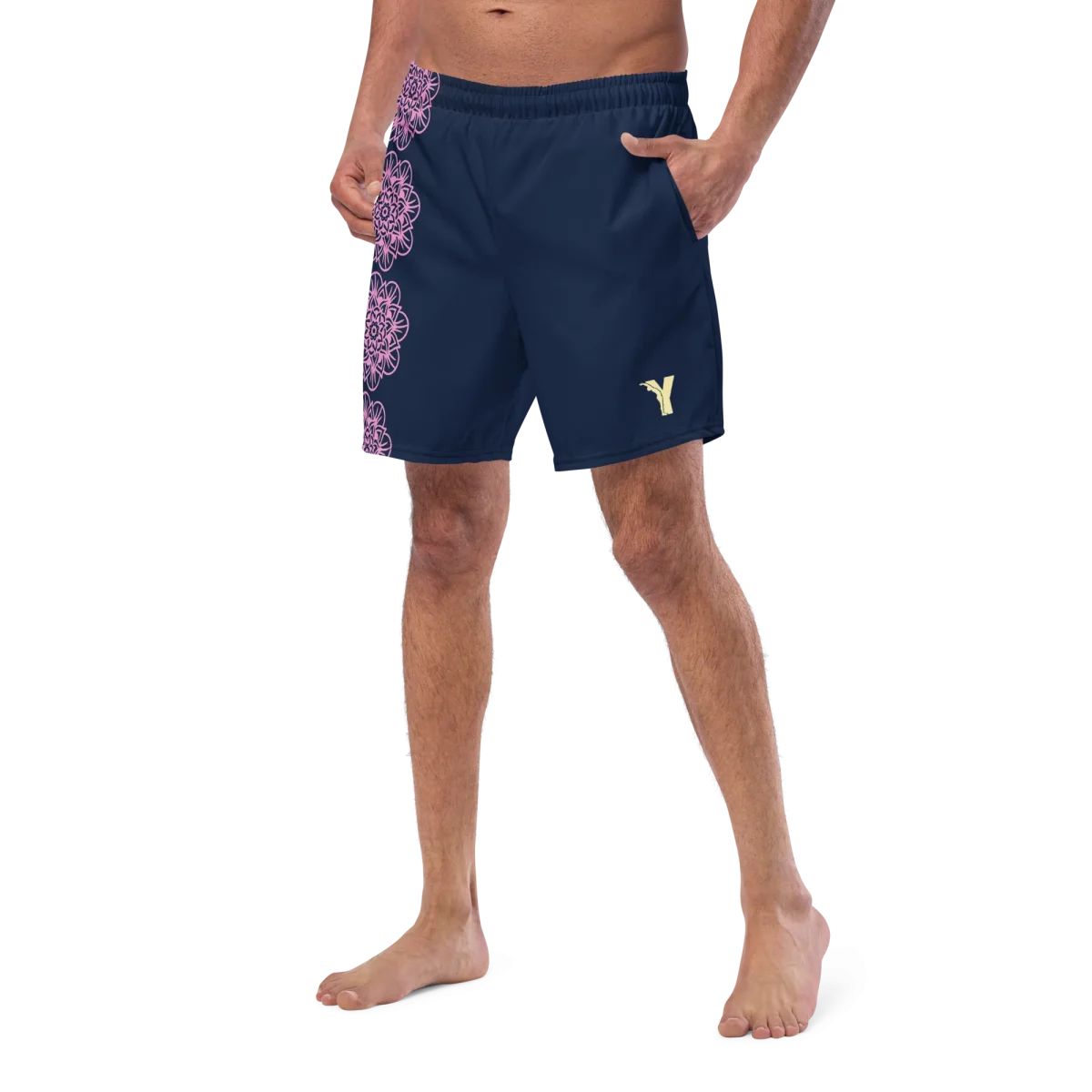 Short yoga bikram - maillot de bain - Fleurs roses - homme – Image 3