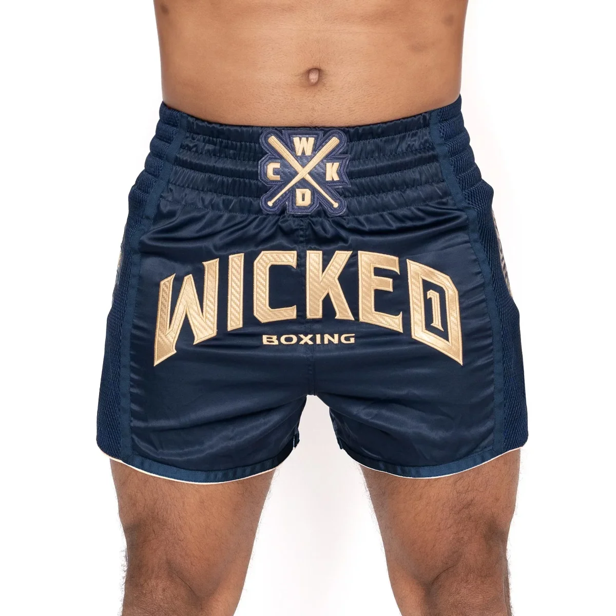 SHORT MUAY THAI WICKED ONE BLOCK NAVY/GOLD – Image 3