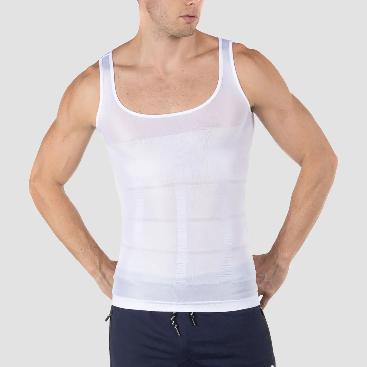 Men's Slimming Vest Invisible Tummy Shaper 2-Pack (White & Black) – Image 2