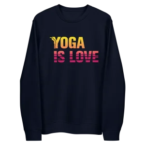 Sweatshirt Éco-Responsable "Yoga Is Love" en Coton Bio - california