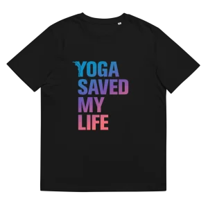 T-shirt Bio - Yoga saved my life - dégradé Bleu / Rose - yofe