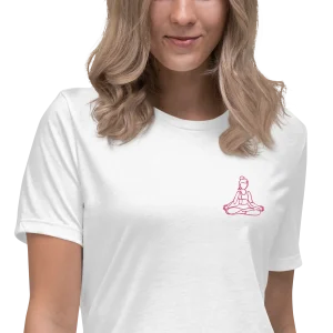 T-shirt blanc yoga femme - méditation - brodé