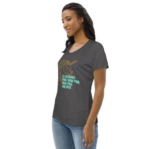 T-shirt moulant écologique femme - la licorne perd son poil mais pas son vice