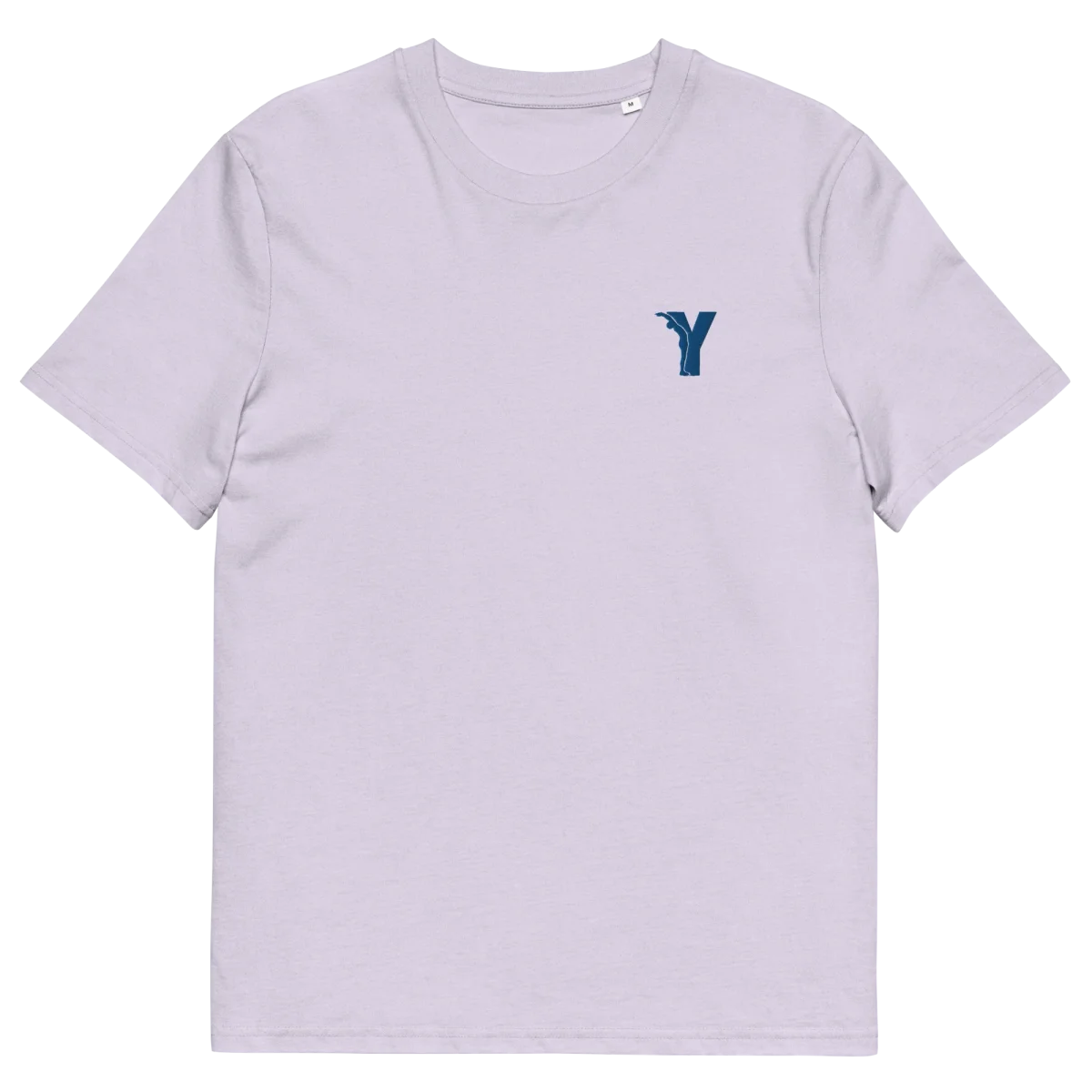T-shirt yoga en coton biologique - Y brodé bleu - couleurs claires – Image 3