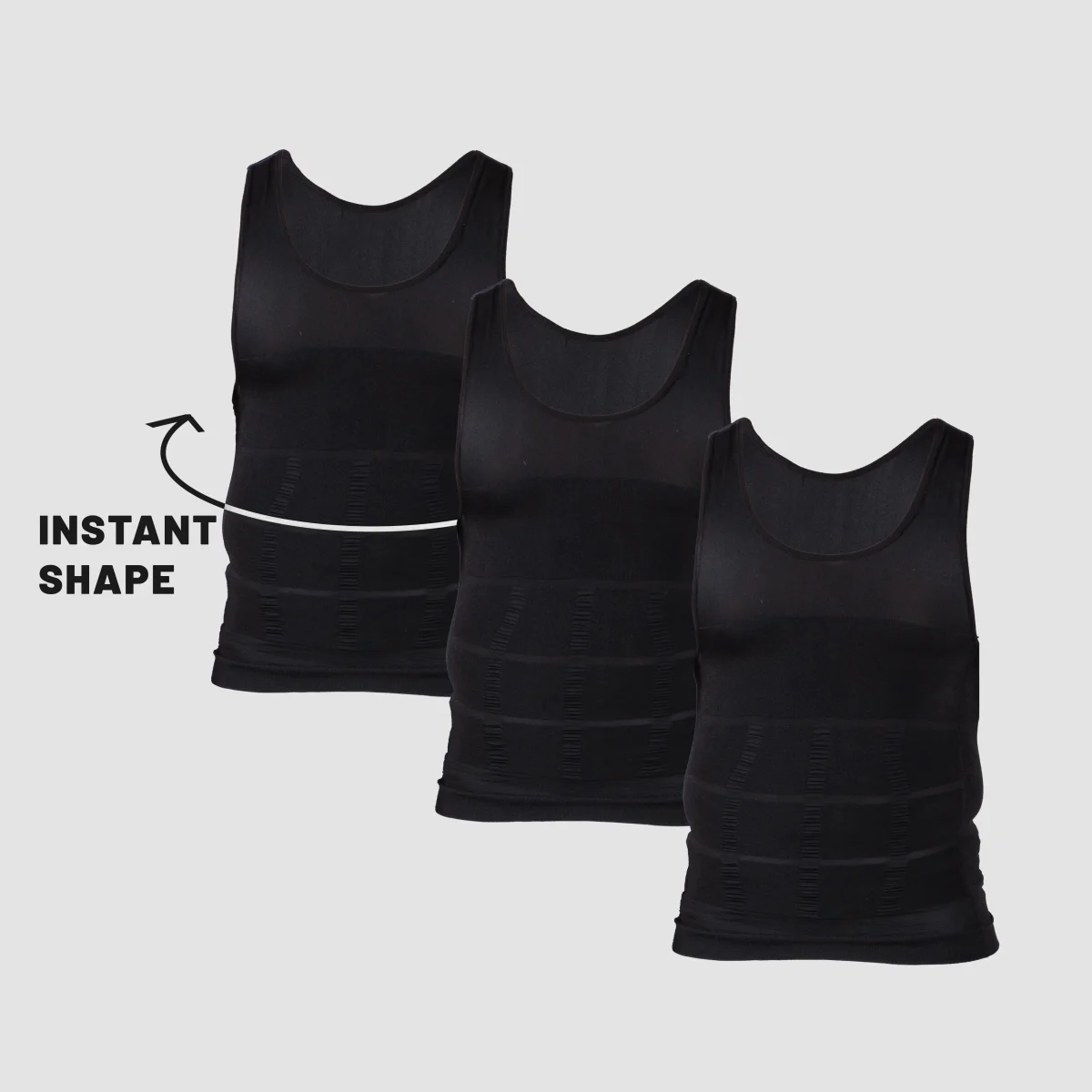 Men's Slimming Vest Invisible Tummy Shaper 3-Pack Black – Image 4