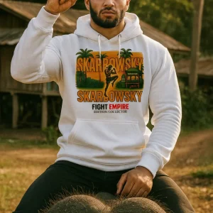 Hoodie Blanc – Skarbowsky Édition Collector | Impression Avant & Arrière | Fight Empire