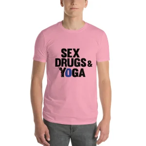 t-shirt homme rose yoga - s*x dr*g and yoga - yofe