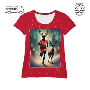 T-Shirt Running -  Christmas Run - Red - Femme