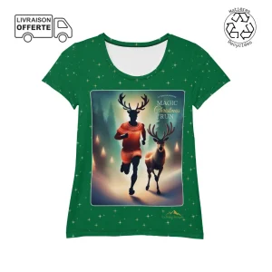 T-Shirt Running - Femme - Christmas Run - Green