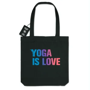 Tote bag recyclé - yoga is love - dégradé B/R