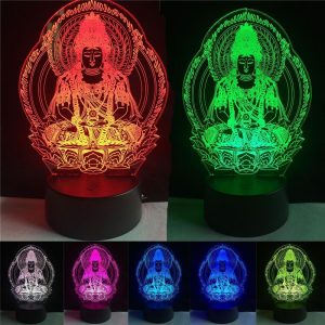 Veilleuse LED 3D Multicolore – Lampe Bouddha